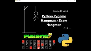Hangman - Draw Hangman and Load Wordlist Python Pygame Module Programming Beginners