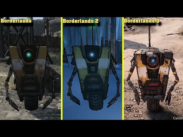 Borderlands vs Borderlands 2 vs Borderlands 3 Claptrap Voice and Model Comparison