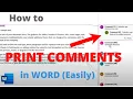 TUTORIAL How to PRINT COMMENTS in a WORD Document Easily