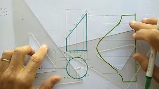 Épura e planificação de cilindro reto de base circular apoiada no PHp seccionado por plano de topo