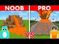 NOOB vs PRO VOLCANO HOUSE Build Challenge in Minecraft