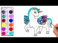 Unicorn Drawing and Coloring For Children - Coloring Pages For Kids
