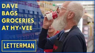 Dave Bags Groceries At Hy-Vee Letterman