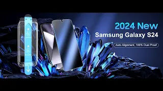 UniqueMe Screen Protector with Dustless Tool for Samsung Galaxy S24 Blue
