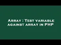 Array Test variable against array in PHP