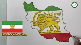 Drawing Iran s historic flag maps History of Iranian flags Iran flag map drawing