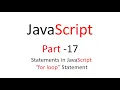 JavaScript Part 17 for loop statement in JavaScript Rajendra sir