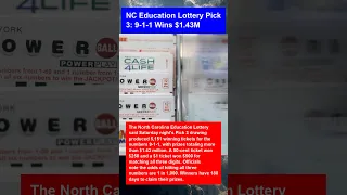 NC Education Lottery Pick 3 9-1-1 Wins 1 43M