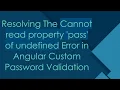 Resolving The Cannot read property pass of undefined Error in Angular Custom Password Validation