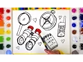 Draw Color Paint Spy Tools Coloring Pages for Kids to Learn Drawing Coloring and Painting