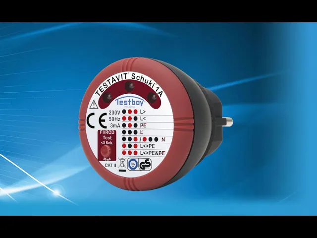 Comprobador de toma Schuko CAT II 300Vac, diferencial 30mA, LED y LCD, Testavit Schuki 1 Testboy, TESTBOY, 4028532200077