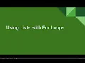 AP CS P Unit 5 Lesson 3 - For Loops and Lists