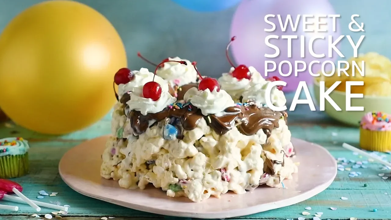 Sweet & Sticky Popcorn Cake