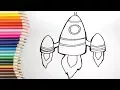 How to Draw Rocket Coloring Pages Kids Songs Learn Drawing Art Colours for Children
