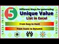 How to find Unique Values in Excel Dynamic Unique Value List 5 Ways to find Unique Values