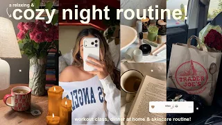 COZY PRODUCTIVE night routine relaxing night working out grocery haul cooking self care