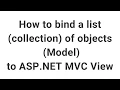 How to bind a list collection of objects Model to ASP NET C View Part - 11