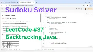 Sudoku Solver using Backtracking in Java LeetCode Challenge