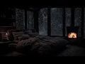 Download Lagu The ambiance felt from the window of the cabin on a cold snowy winter day | Warm, relaxing fireplace