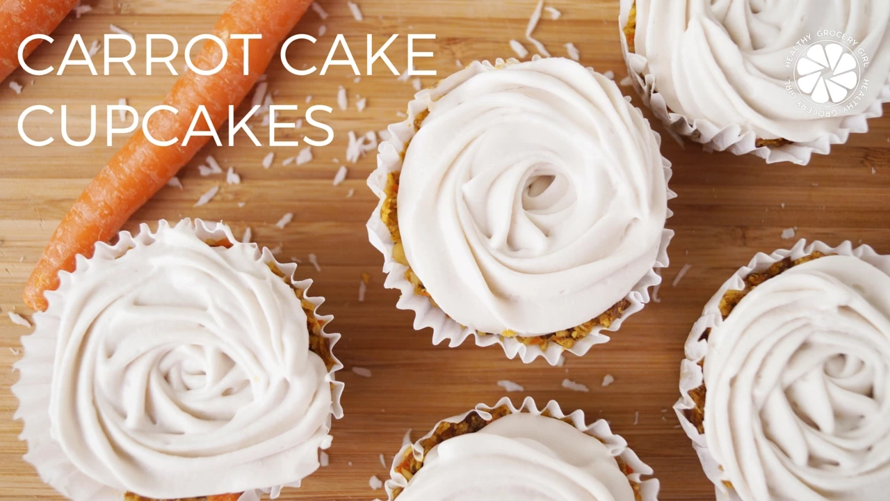 Carrot Cake Cupcakes With Coconut Whipped Cream Frosting   Healthy Grocery Girl