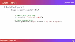 Identifiers Keywords JavaScript Course - PurpleLane