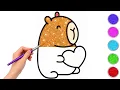 Easy Cute Bear Drawing Coloring Page for Kids Learn Colors Step by Step Fun Educational