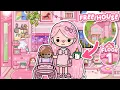 I Built a FREE Pink House for a Family of 7 First Floor Toca Boca World