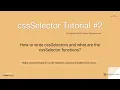 cssSelector Tutorial How to write cssSelectors what are different cssSelector functions