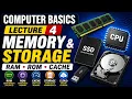 Computer Memory Storage Explained RAM ROM Cache Memory Computer Basics Lecture 4 2026