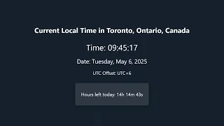LIVE Clock Current Local Time in Toronto Ontario Canada DevClock