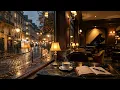 Rainy Autumn Night at a Luxury Paris Café 🍂 Soft Jazz & Rain for Work, Study, Focus (3 Hours)