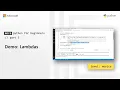 Demo Lambdas More Python for Beginners 5 of 20
