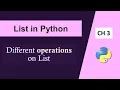 Python Tutorial in Hindi Operations on List List in Python Python Tutorial for Beginners