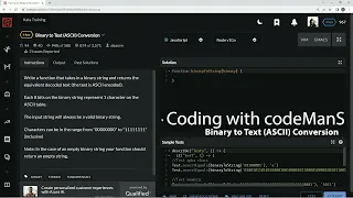 Codewars 6 kyu Binary to Text ASCII Conversion Javascript