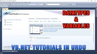 VB NET Tutorial In Urdu - Datatypes Variables
