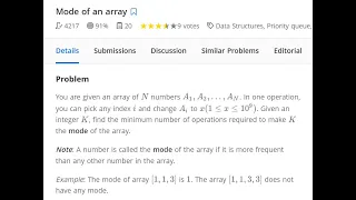 Mode of an Array Problem Walkthrough Heaps Priority Queues