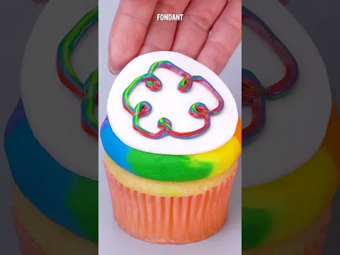 Rainbow Frosting Cupcakes 🌈🧁  Fun Cupcake Decorating #shorts #cupcake #baking