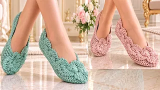 Zapatos Lindos Fácil Rápido con solo 1 Rectángulo de Crochet