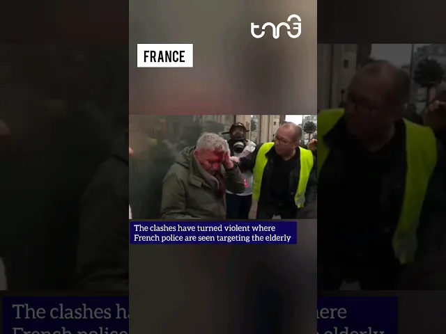 ⁣#France police hurt elderly during retirement bill protests against #macron