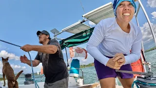 SLOW and FAST sailboat on the jungle river