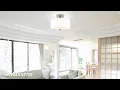 Maxxima 13 in Semi-Flush Mount LED Ceiling Fixture With White Fabric Shade