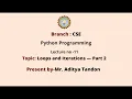 Python Programming Loops and Iterations Part-2 AKTU Digital Education