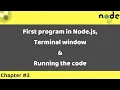 Node js Tutorial First program in Node js Terminal window Running the code