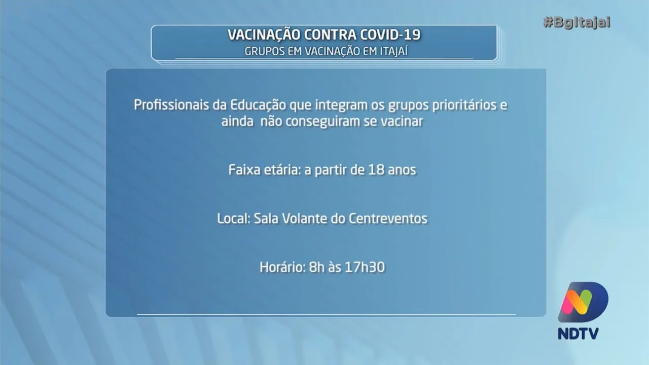 Agenda de vacinação contra Covid-19 em Itajaí