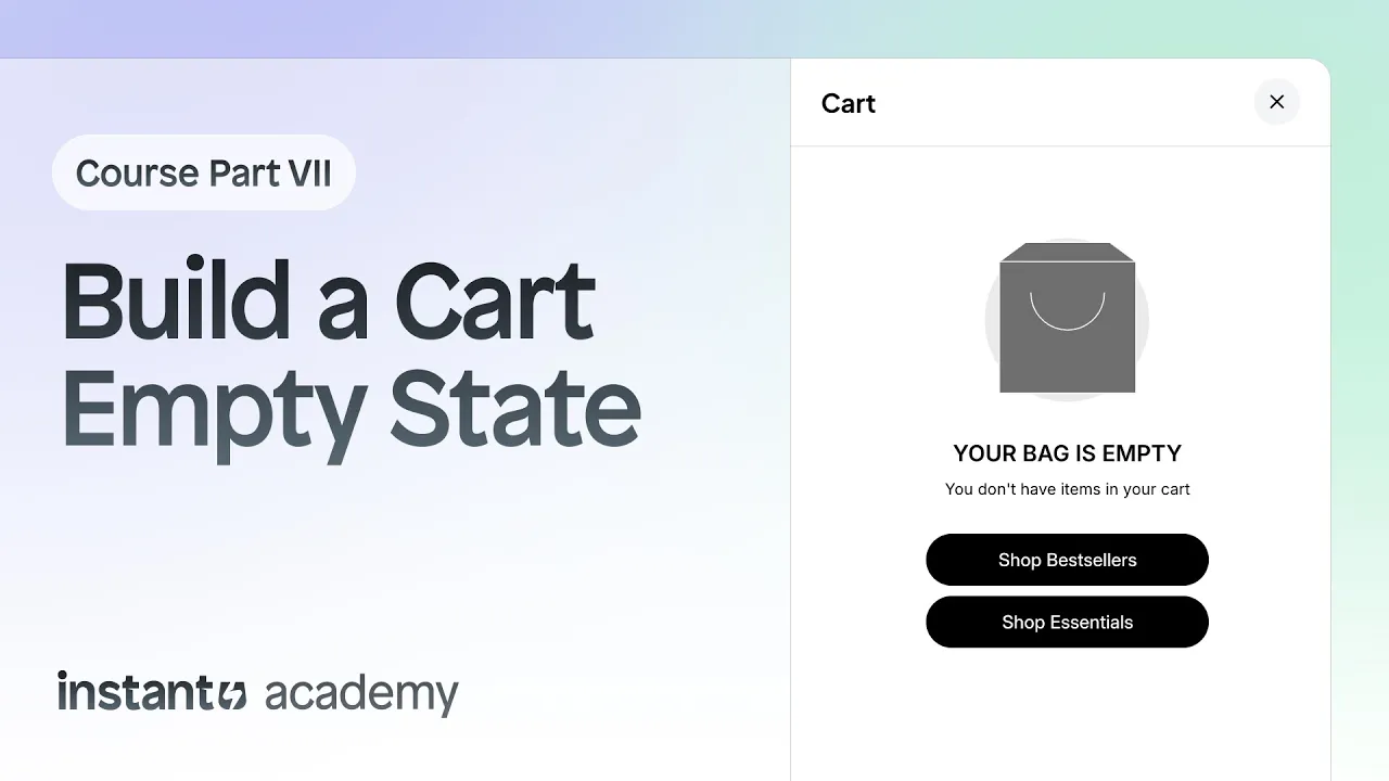 How to set up empty and filled Shopify cart states (Part 7) - YouTube thumbnail