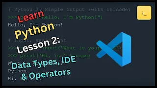 Lesson 2 IDE Data Types Operators Learn Python Easily In English