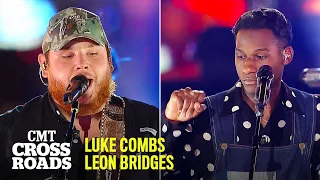 Luke Combs \u0026 Leon Bridges Perform 'When It Rains It Pours' | CMT Crossroads