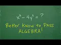 Better know this factoring formula to PASS Algebra x squared - 4 y squared