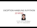 Exception Handling MCQs Programming in Python