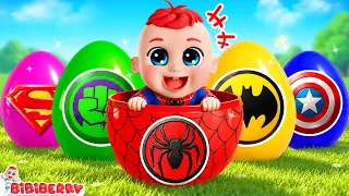 Ten Little Superheroes Grow Up Tall Song💥Superhero Team Song✨Humpty Dumpty, Vehicles Song💕Bibiberry